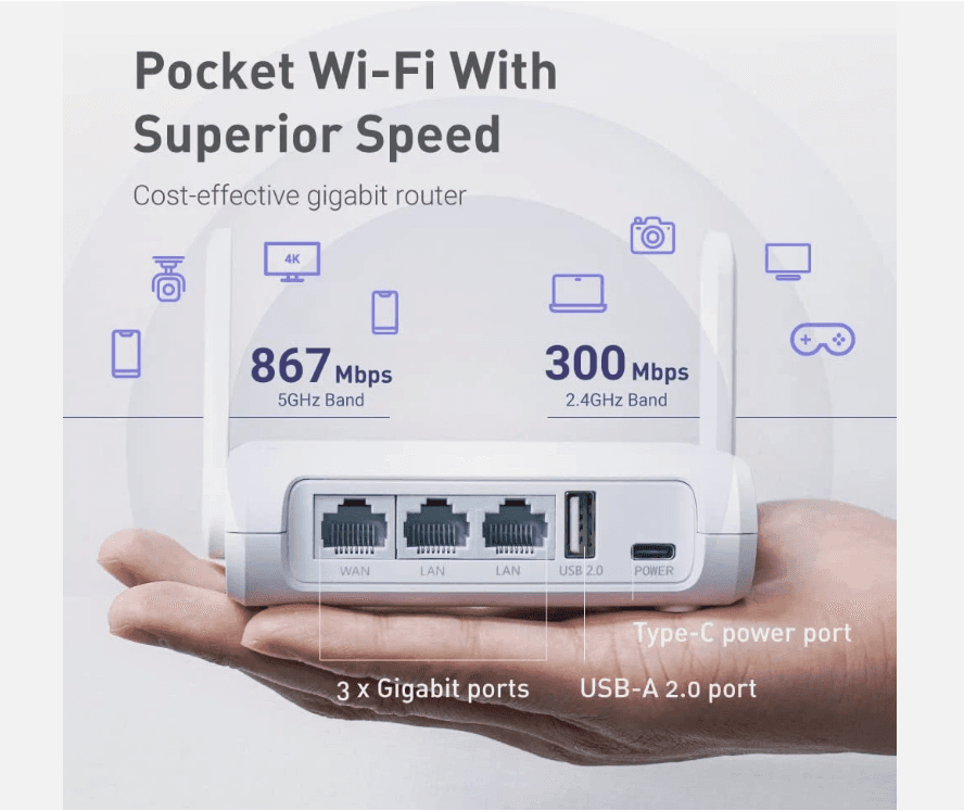 Portable 4G Wi-Fi Kit – TP-Link M7000 + GL.iNet Opal AC1200 + Power Bank – photo 4