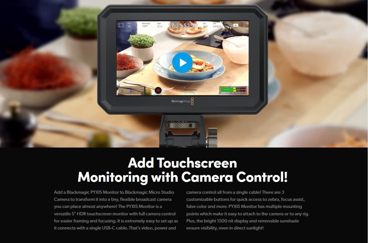 Blackmagic Micro Studio Camera 4K G2 Production Kit + PYXIS Monitor + Lens – photo 7