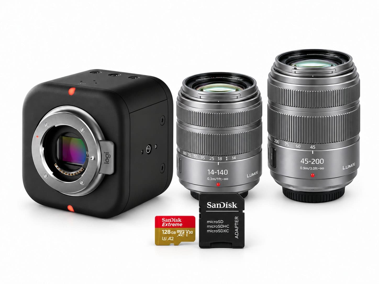 Mevo Core Stage & Event Kit + LUMIX 14–140mm & 45–200mm + 128GB microSD