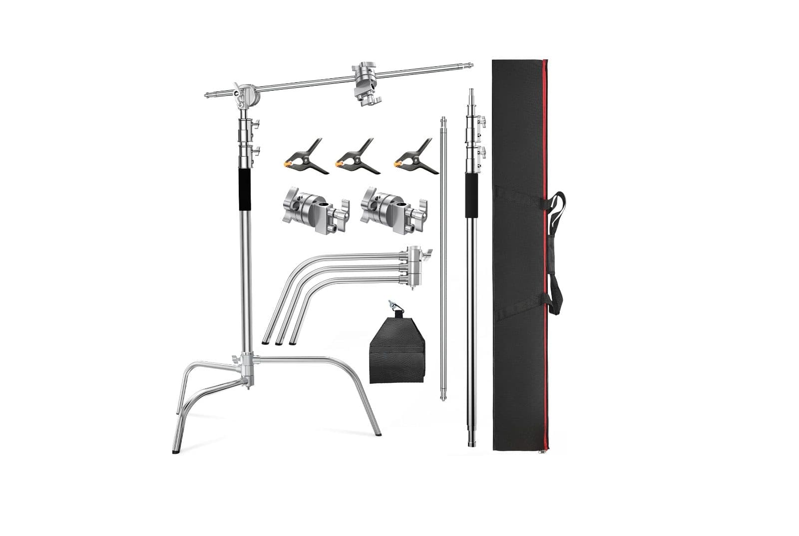 Altson Pro Heavy-Duty Stainless Steel C-Stand with Boom Arm, Grip Heads & Sandbag