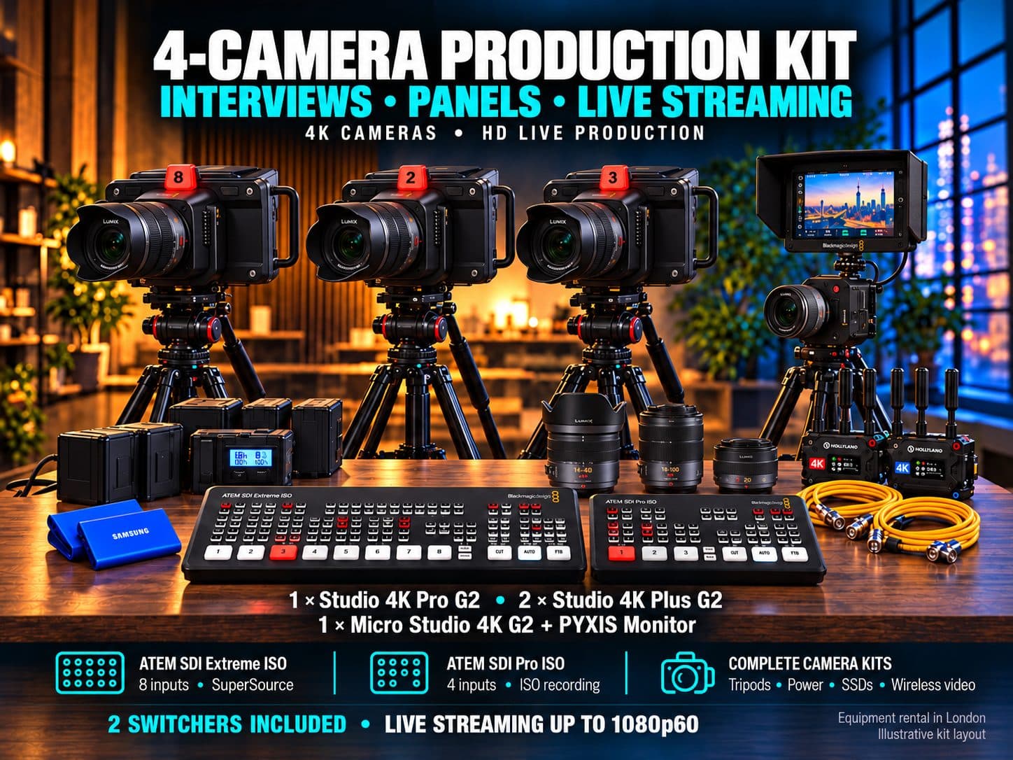 Blackmagic 4-Camera Live Production Kit + 2 ATEM ISO Switchers